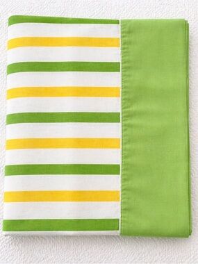 Vintage Cannon Monticello Twin Flat Sheet Green Yellow Stripe Muslin No Iron
